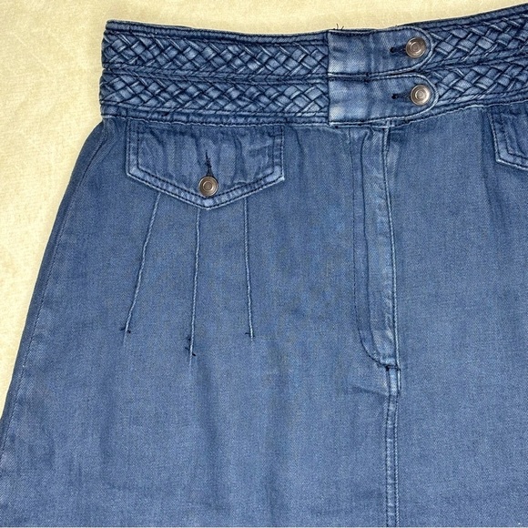 Free People High Waist Denim Braided Baby Mini Skirt - Picture 4 of 15